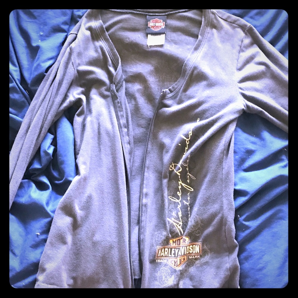 Gray Harley Davidson zip up longsleeve T !!